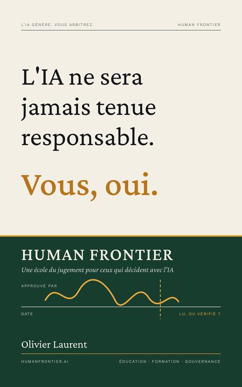 Couverture de Human Frontier — L'IA ne sera jamais tenue responsable. Vous, oui.